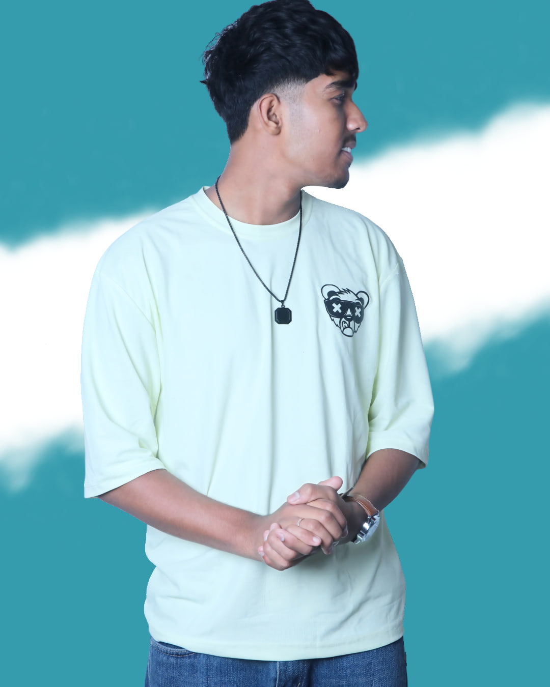 Light Yellow Back Print T-Shirt for Men – Oversized | Artist Gully - Image 5