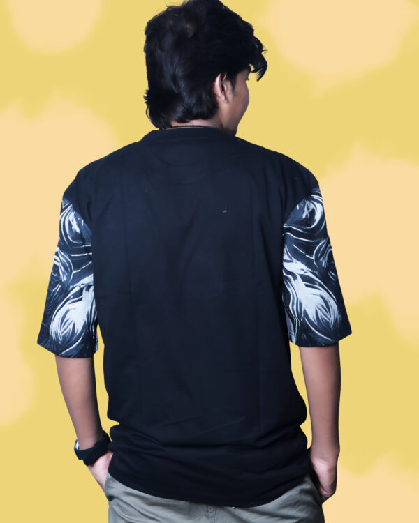 Tiger Print Black T-Shirt for Men – Oversized Cotton Back Print