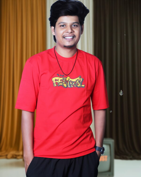 Premium Red Cotton T-Shirt for Men – Oversized Drop Shoulder Tee by Artist Gully