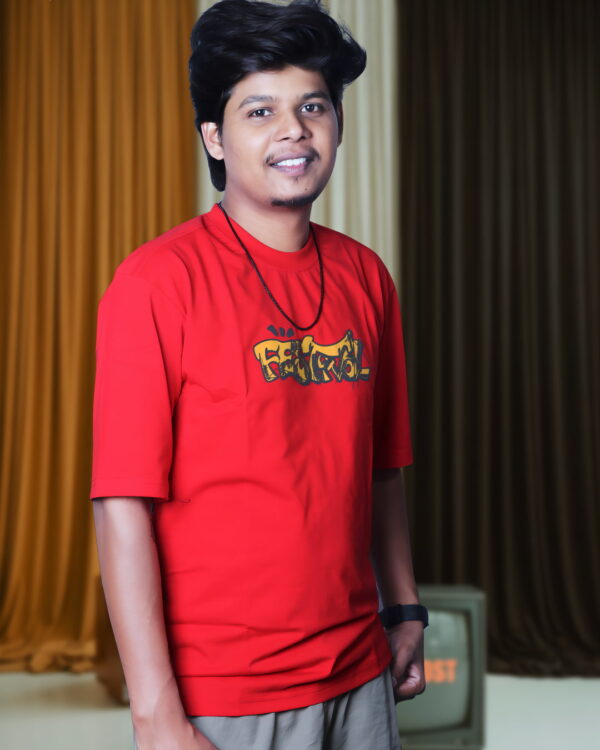 Premium Red Cotton T-Shirt for Men – Oversized Drop Shoulder Tee by Artist Gully