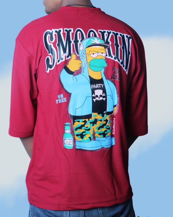 Oversized Printed T-Shirt – Maroon Drop Shoulder Tee in XL | Artist Gully
