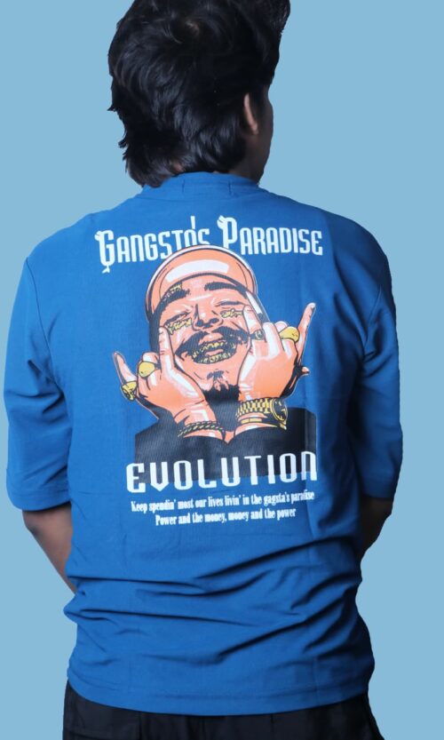 Gangsta T-Shirt Blue – Oversized Drop Shoulder Tee by Artist Gully