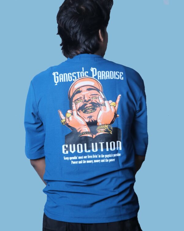 Gangsta T-Shirt Blue – Oversized Drop Shoulder Tee by Artist Gully