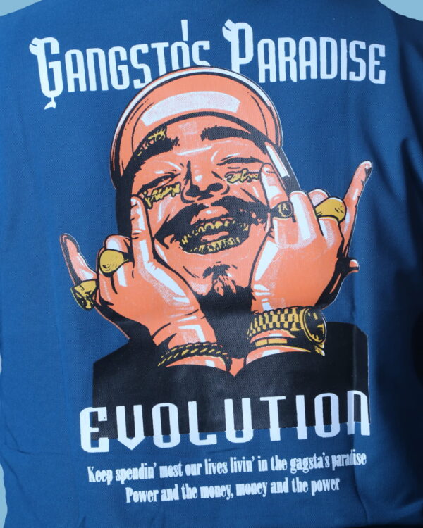 Gansta T-Shirt Blue – Oversized Drop Shoulder Summer Tee | Artist Gully - Image 4