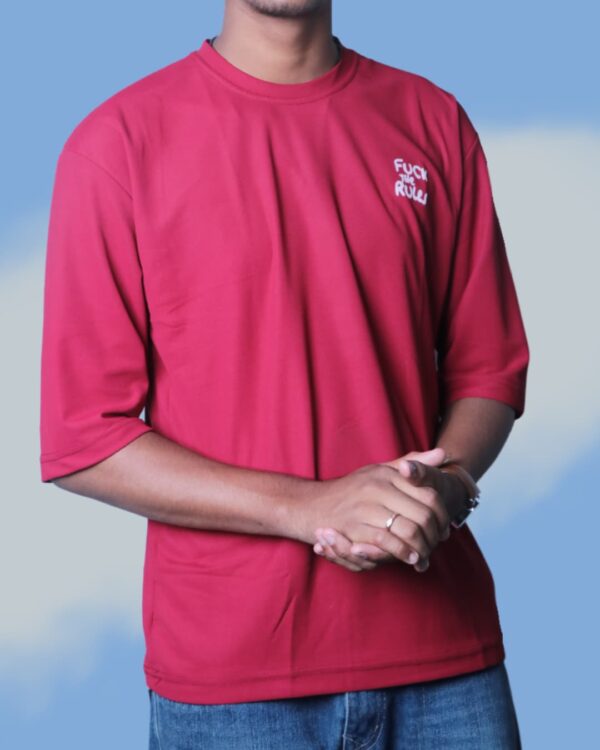 Oversized Printed T-Shirt Maroon by Artist Gully – Front View