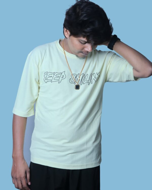 Oversized Graphic T-Shirt – Light Yellow Unisex Tee | Artist Gully - Image 2