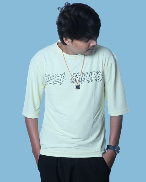 Oversized Graphic T-Shirt – Light Yellow Unisex Tee | Artist Gully - Image 3