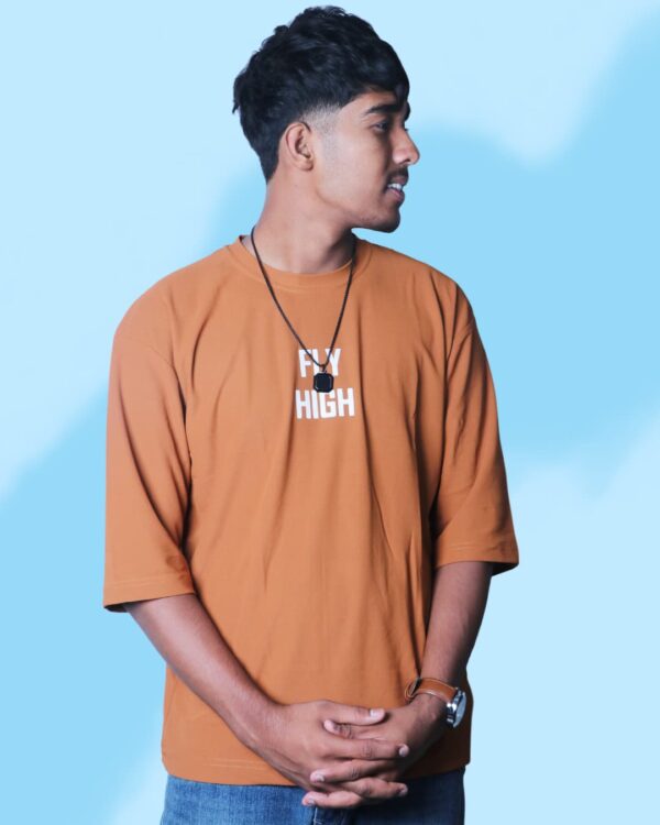 Oversized Printed T-Shirt – XL brown Drop Shoulder Tee for 2025 | Artist Gully