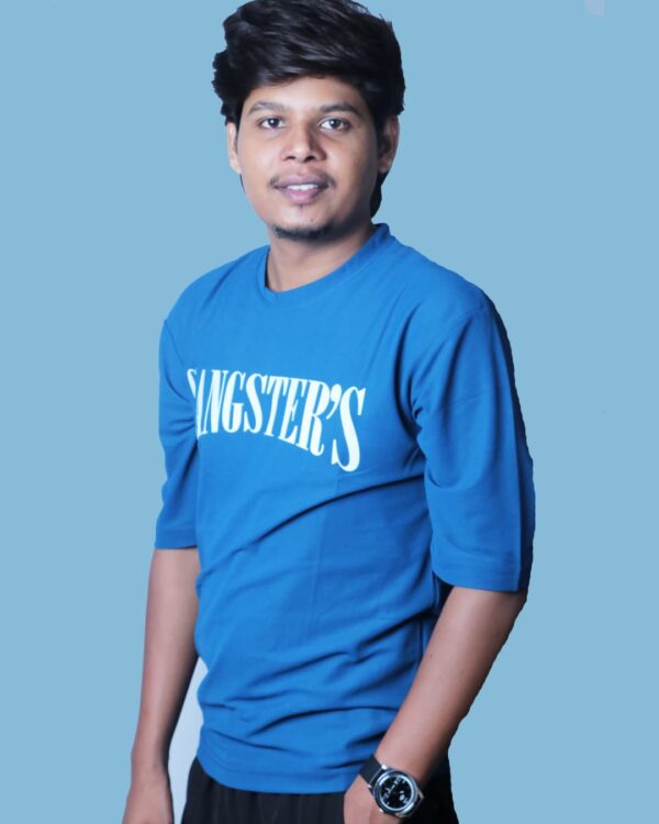 Gansta T-Shirt Blue – Oversized Drop Shoulder Summer Tee | Artist Gully - Image 2