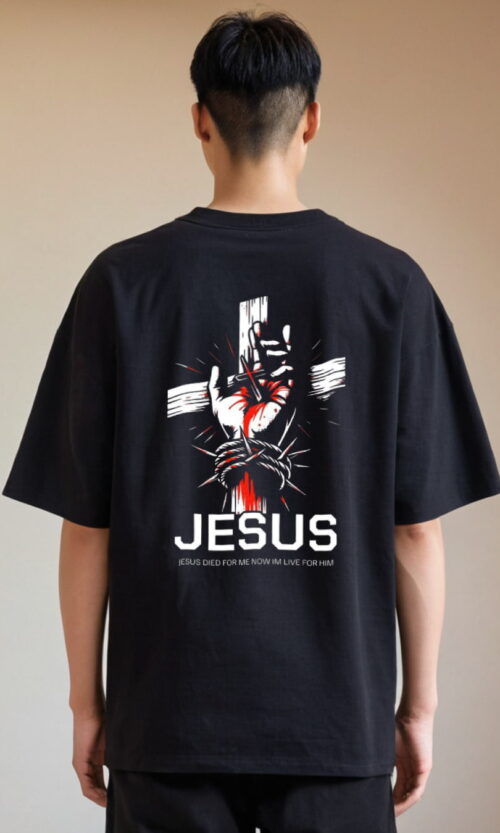 Jesus Cross T-Shirt for Boys & Girls - Oversized Unisex Christian Tee - 210 GSM