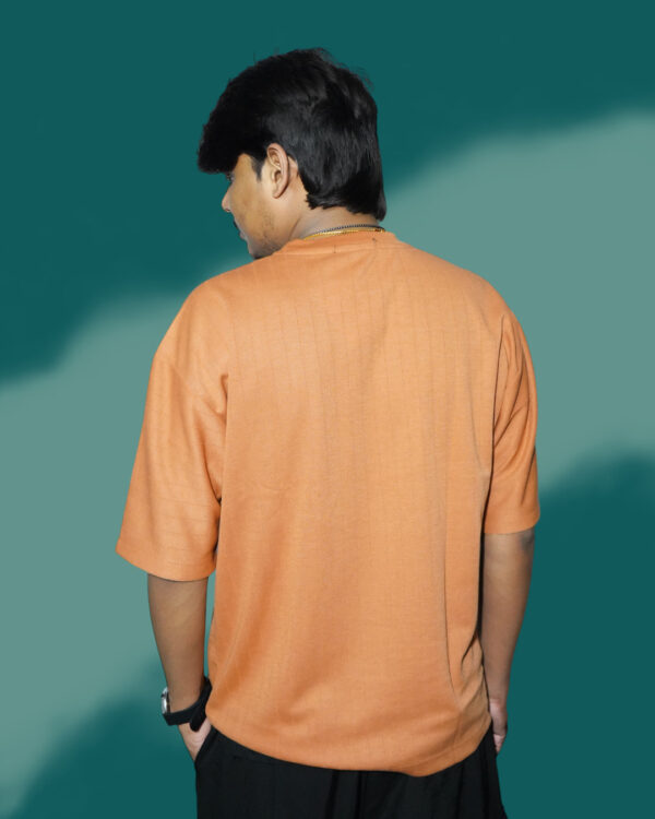 Peach Orange Oversized T-Shirt with Teddy Patch and 3D Legs – Unisex Streetwear