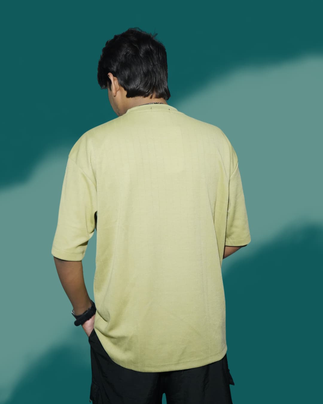 Pistachio Green Oversized T-Shirt with Teddy Patch Design – Unisex Casual Wear